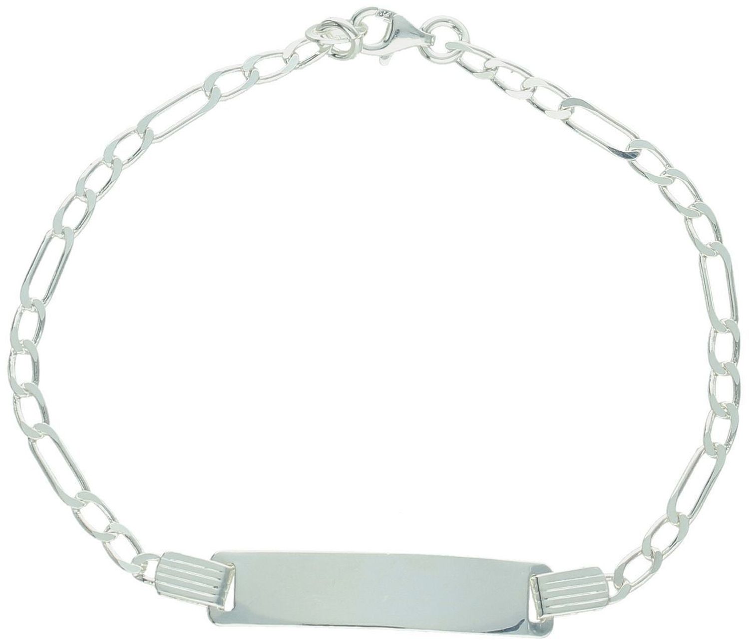 Bransoletka srebrna 925 DIA-BRA-13502-925 – splot Figaro 2,8 mm z prostokątną blaszką 3 cm × 7 mm pod grawer. Długość 19 cm, zapięcie na karabińczyk. Elegancja i personalizacja w jednym.1.jpg